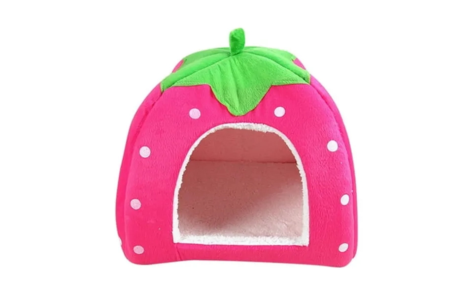 Chgbmok Cute Fold Cat House Winter Indoors Strawberry Yurt Fleece Warm Pet Dog Bed