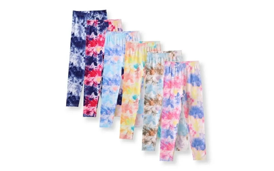 Chicduo 6 Pack Printed Leggings - Stretchy Tie-dyed Yoga Pants For Girls 3-12 Years Old