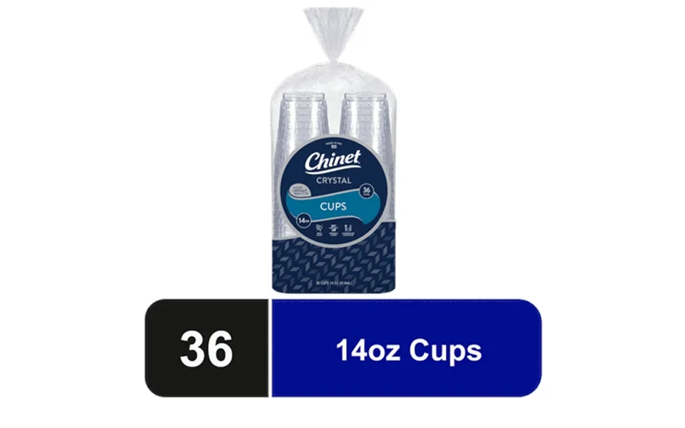 Chinet Crystal Premium Disposable Plastic Cups Clear 14 Oz 36 Count