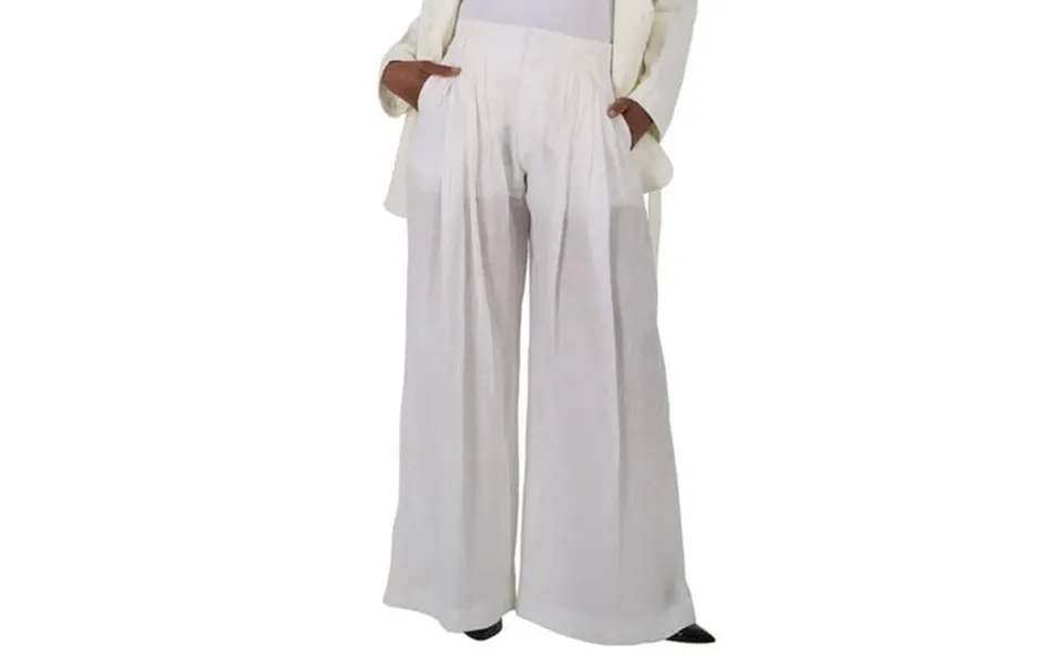 Chloe Ladies White Pleated Wide-leg Pants Brand Size 40 Us Size 8