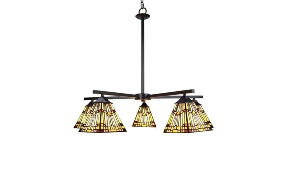 Chloe Lighting Kinsey Mission Tiffany-style Blackish Bronze 5 Light Large Chandelier 30 Wide