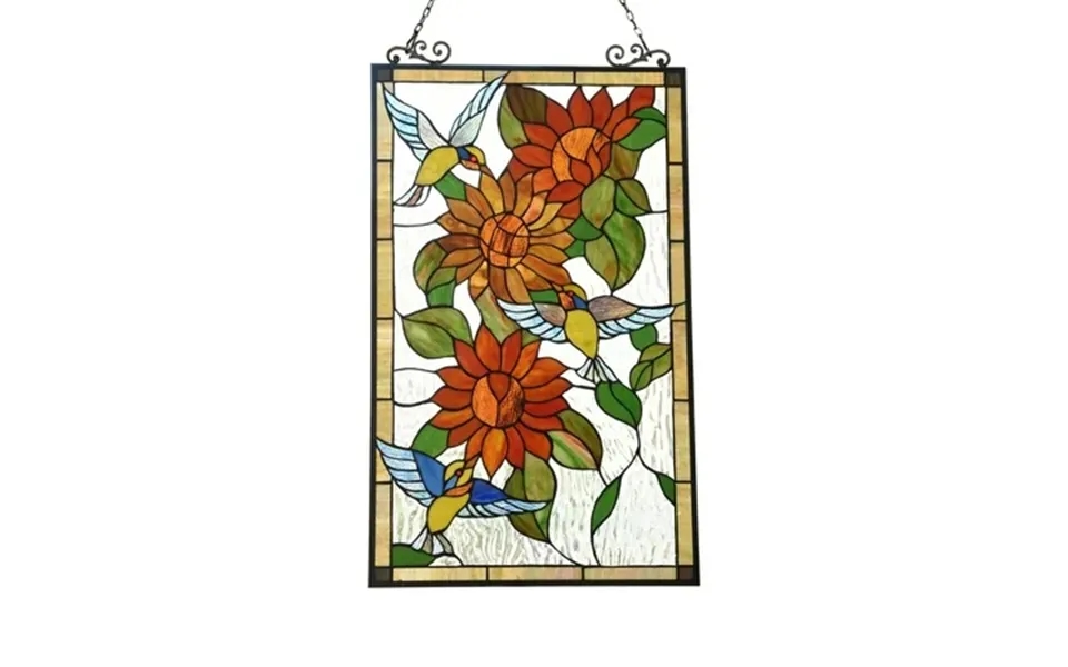 Chloe Sunflower Tiffany-style Animal Design Window Panel 20 X 33