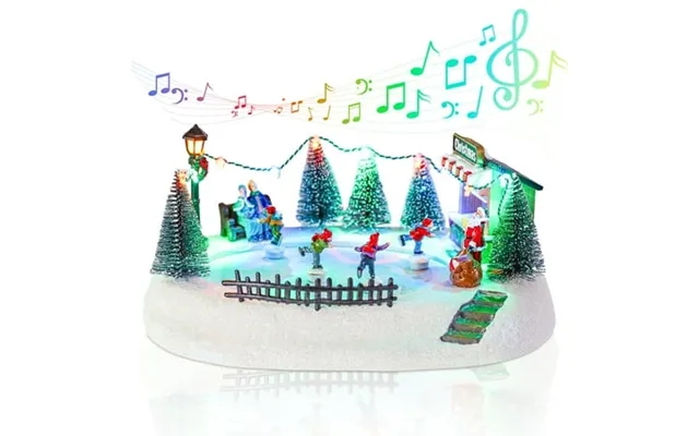 Christmas Village-christmas Village Skating House Figurines Christmas Skiing Decor Christmas Home Decoration Snow Globe  product image