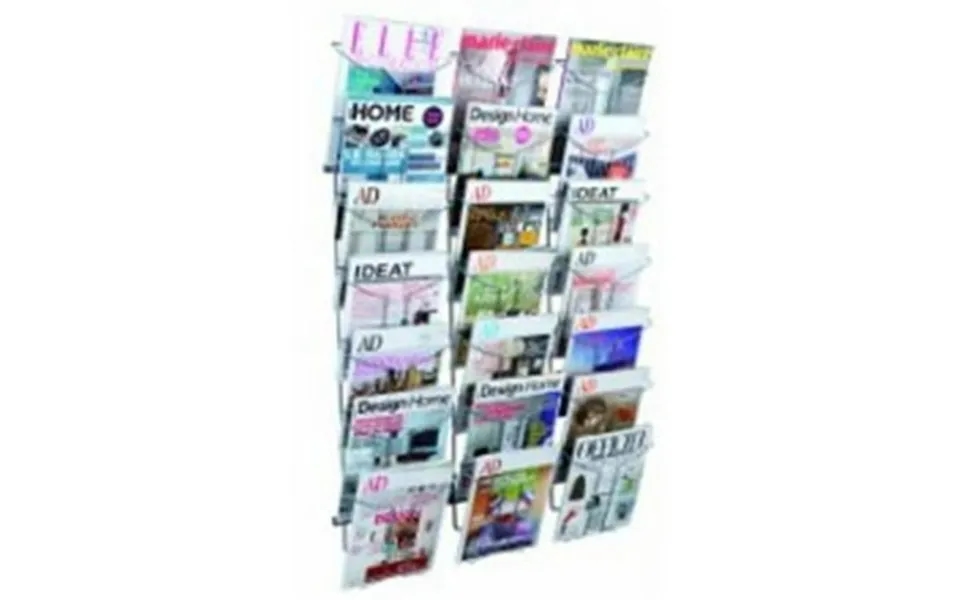 Chrome Wire Wall Literature Rack With 21 A4 Sized Compartments