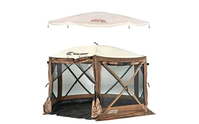 Clam Quick-set Pavilion Camper Screen Shelter Brown W Rain Fly Tarp Tan product image
