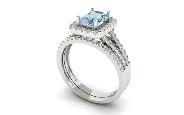 Clara Pucci 18k White Gold 1.72 Simulated Blue Diamond Engraveable Engagement Ring Wedding Band Set product image