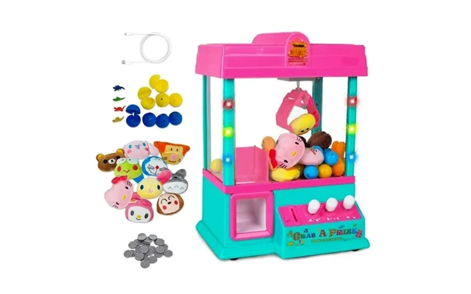 Claw Machine Game Home Arcade Prize Grabber Carnival Led Lights Animation Adjustable Sounds Usb Port Cable With 10 Plush