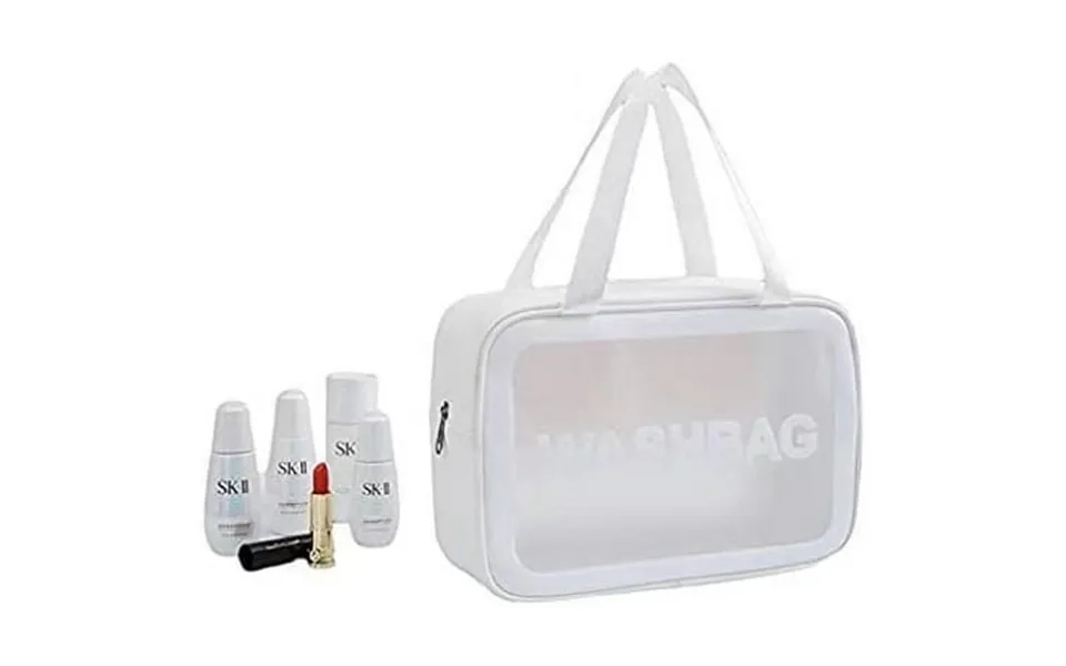 Clear Toiletry Bags Travel Makeup Bag Waterproof Cosmetic Bag Clear Pu Zippered Makeup Bag Portable Toiletry Wash Bag To