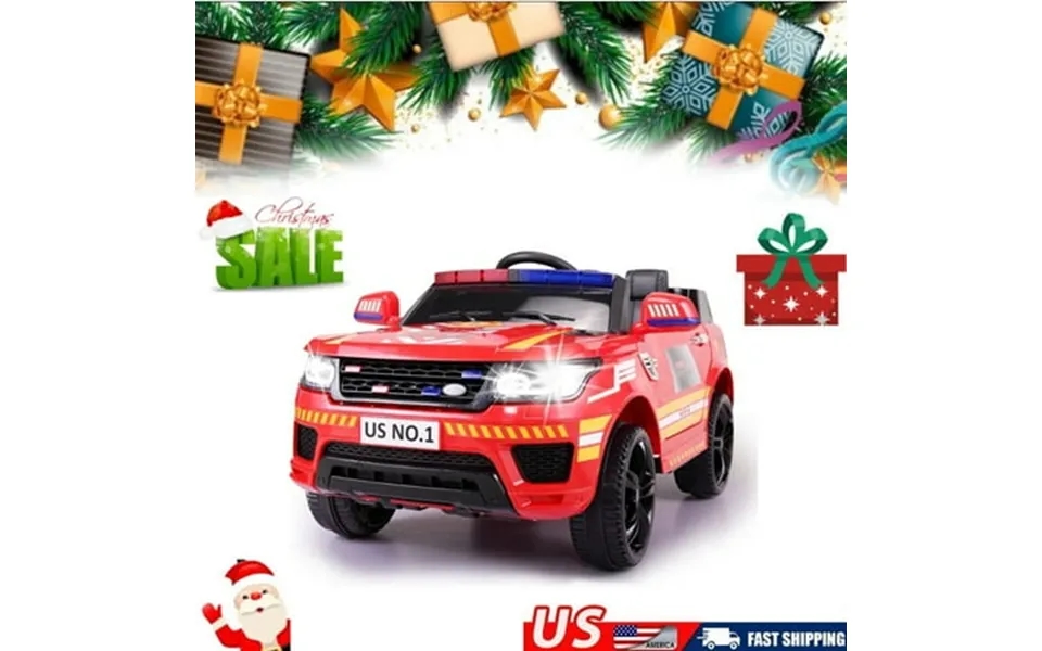 Clearance 12v Fire Truck Ride On Battery Powered Electric Kids Car With Parental Remote Control Siren Flashing Lights Mu