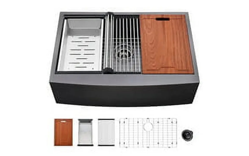 Clearance 33 L X 22 W Farmhouse Kitchen Sink Matte Black Stainless Steel 33 In