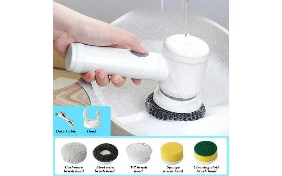 Clearance Electric Scrubber Handheld Electric Rotating Cleaning Brush With 5 Replacement Heads Ipx7 Water-proof Power Sc