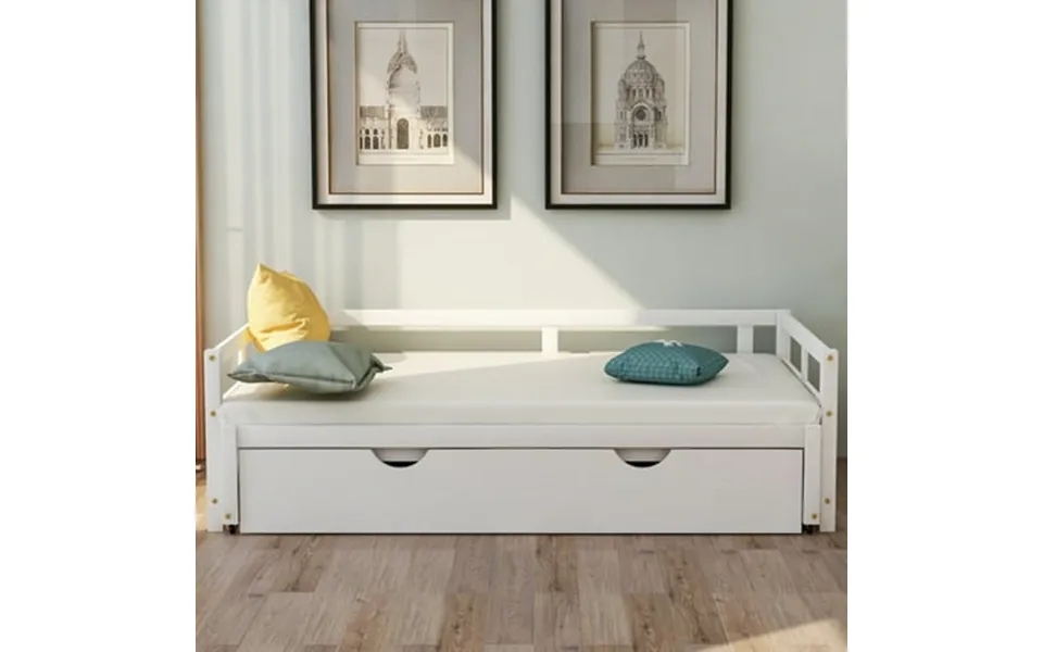 Clearance Extending Daybed With Trundle Wooden Daybed With Trundle For Bedroom Living Room White