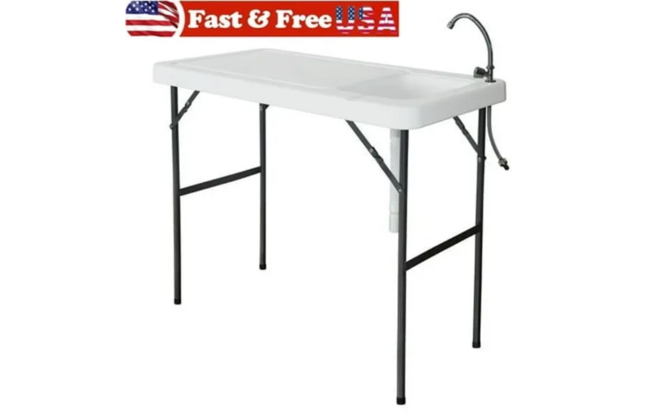Clearance Outdoor Folding Fish And Game Cleaning Table W Sink Portable & Durable Standard Garden Connection Upgraded Dra