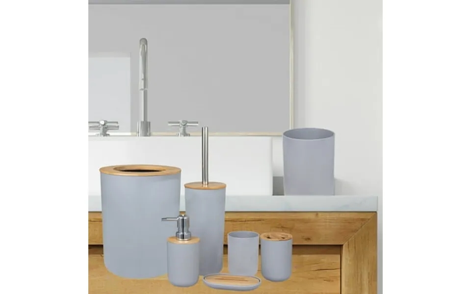 Clearance Uscallm 6 Piece Bathroom Accessory Set With Soap Dispenser Pump Toothbrush Toilet Brush Trash Can Tumbler And