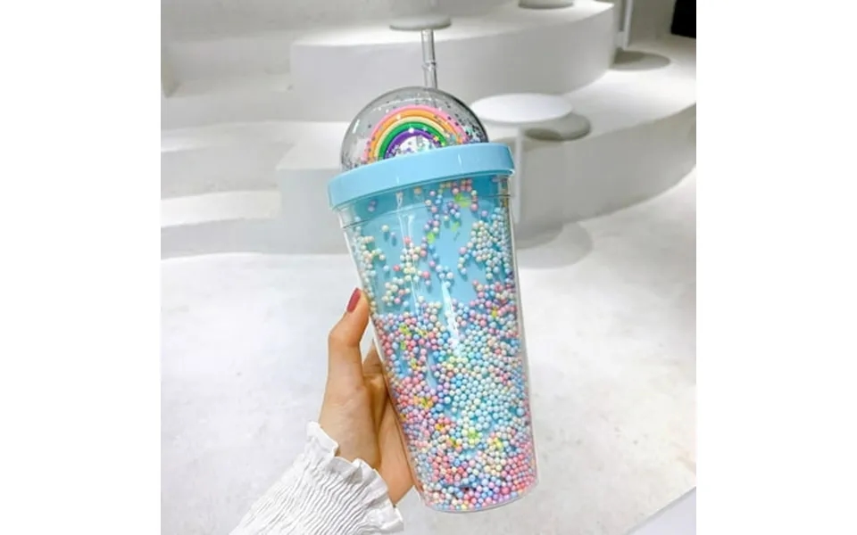 Clearance Uscallm Summer Colorful Bubble Straw Cup Girl Heart Students High Value Water Cup Summer Cold Drinks Fruit Pun