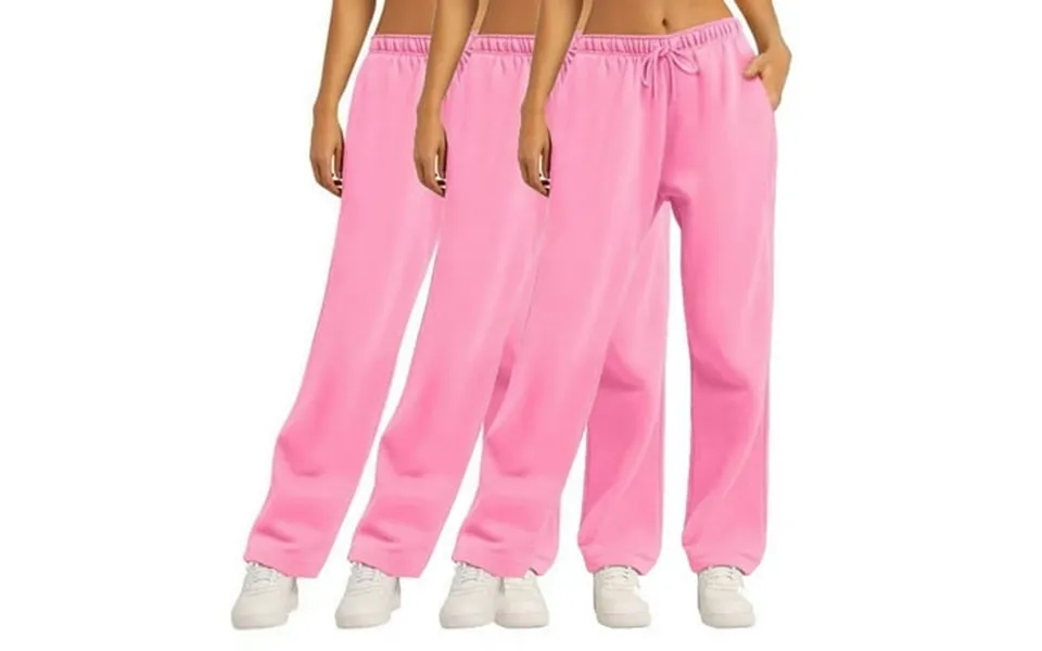 Cloise Womens Sweatpants Wide Leg 3 Pack Baggy Straight Leg Trousers Soft Pull On Low Rise Open Bottom Trousers Pink Ove