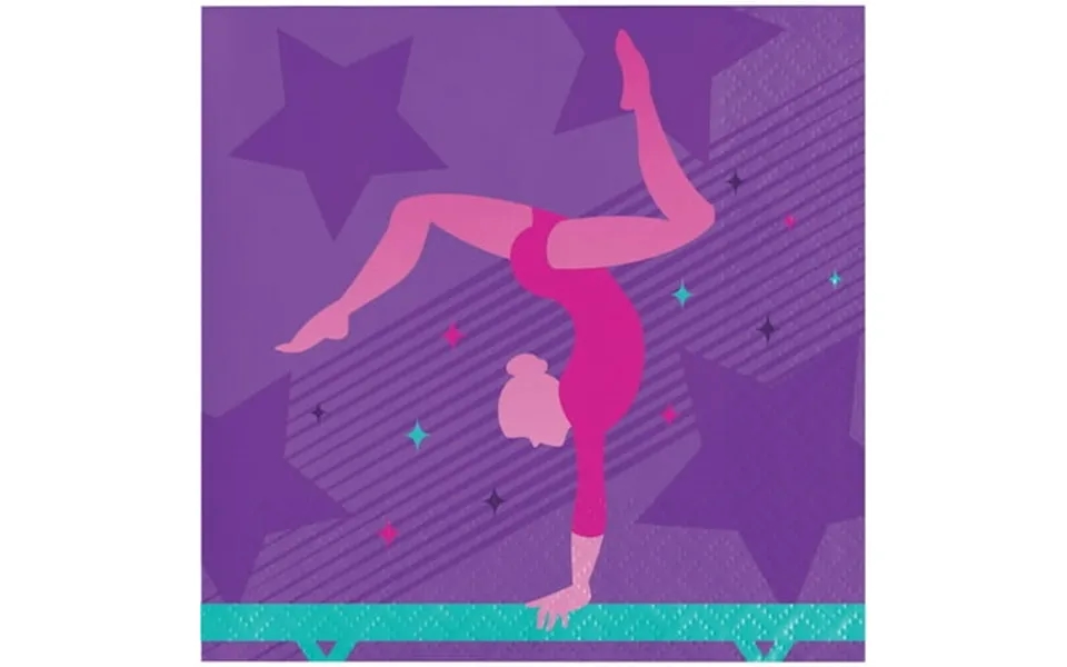 Club Pack Of 192 Purple And Pink Gymnastics Party 2 Ply Disposable Beverage Napkin 5