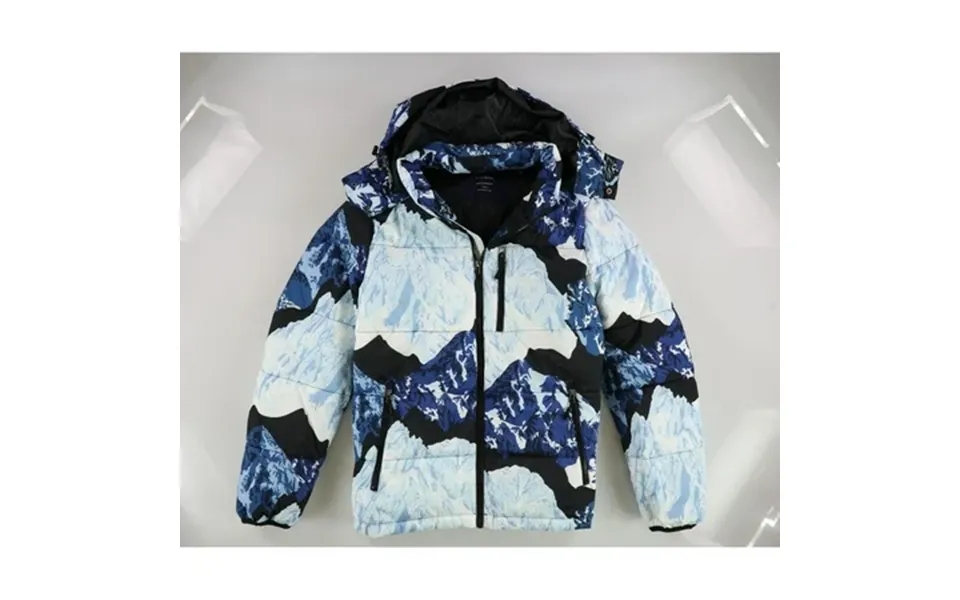 Club Room Mens Puffer Jacket Coat Xl Blue Stretch Ski Print