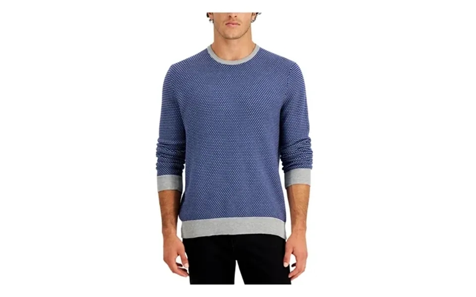 Clubroom Mens Elevated Navy Patterned Crew Neck Classic Fit Knit Pullover Sweater S