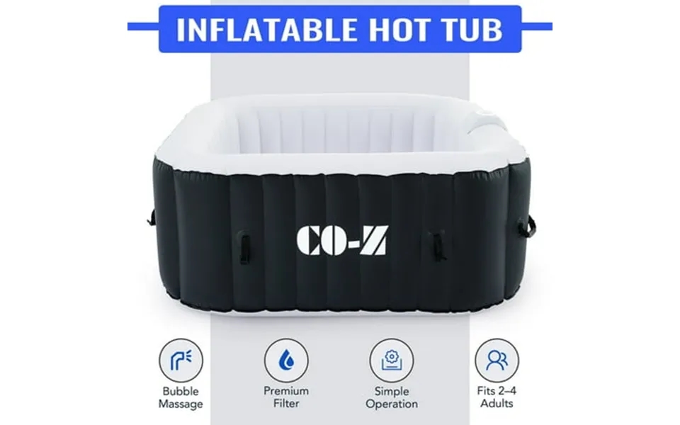 Co-z 2-4 Person 5 Inflatable Spa Tub With 120 Air Jets Heater Electric Pump Outdoor Hot Tub Black