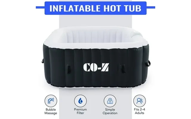 Co-z 2-4 Person 5 Inflatable Spa Tub With 120 Air Jets Heater Electric Pump Outdoor Hot Tub Black product image