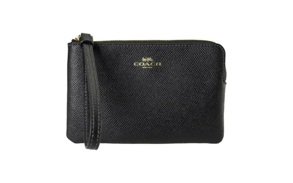 Coach Women S Small Corner Zip Crossgrain Leather Wristlet Black