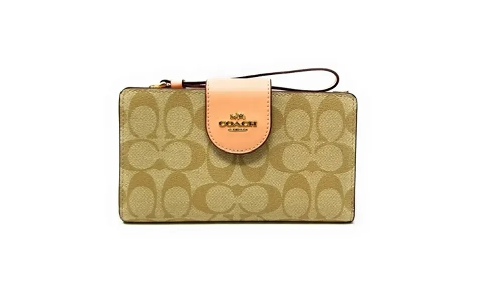 Coach Women S Tech Wallet In Colorblock Signature Canvas Light Khaki - Faded Blush