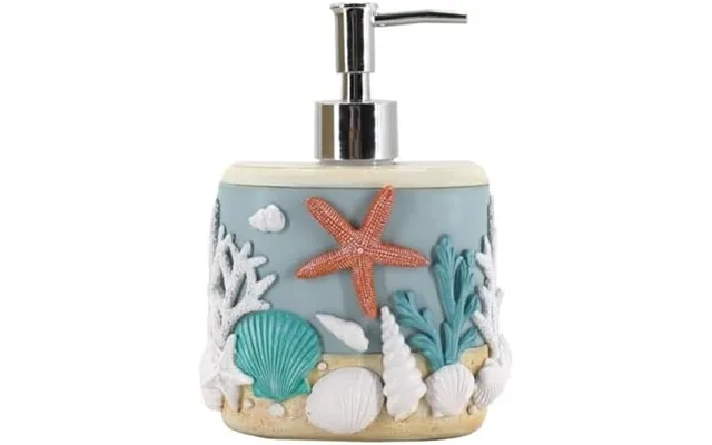 Coastal Soap Dispenser With Starfish And Seashell Accents - Nautical Bathroom And Kitchen Counter Accessory product image