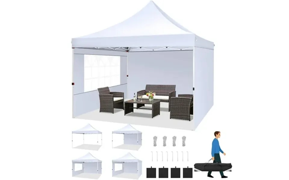 Cobizi 10x10 Pop-up Canopy Tent With 3 Sidewalls Ez Waterproof Gazebo Uv 50 Protection Commercial Party Tent For Outdoor