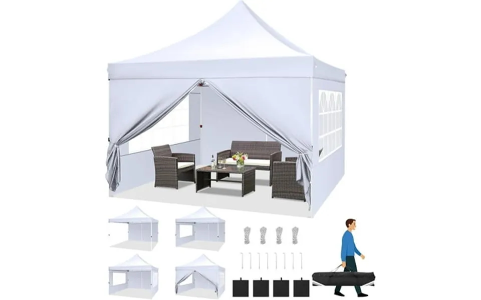 Cobizi 10x10 Pop-up Canopy Tent With Sidewalls Ez Waterproof Commercial Party Tent Uv 50 Outdoor Instant Gazebo Event Sh