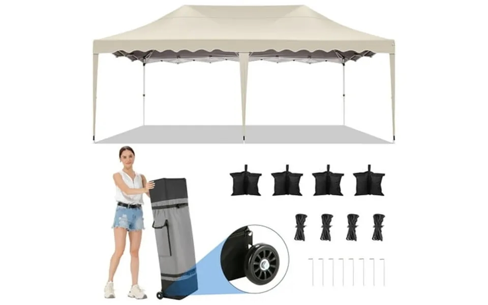 Cobizi 10x20 Canopy Tent Pop Up Canopy Outdoor Shade Tent With Wheeled Bag & Curled Edge Fully Waterproof Portable Event