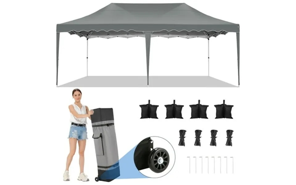 Cobizi 10x20 Canopy Tent Pop Up Canopy Outdoor Shade Tent With Wheeled Bag & Curled Edge Fully Waterproof Portable Event