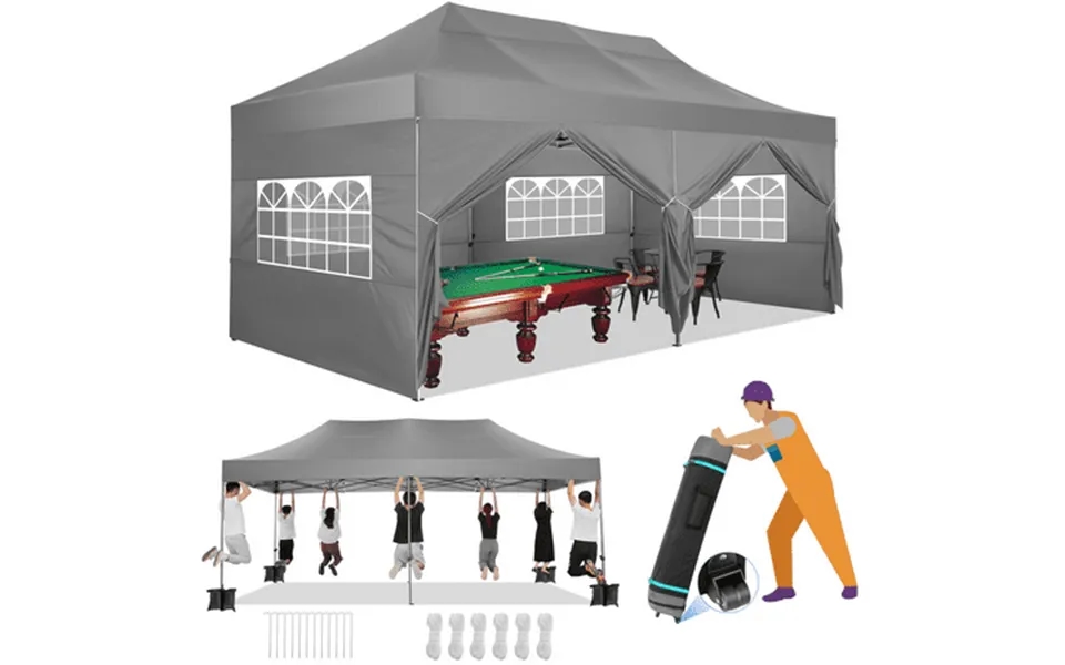 Cobizi 10x20 Heavy Duty Pop Up Canopy With 6 Sidewalls Upgrade Frame Commercial Heavy Duty Tent Waterproof Outdoor Party