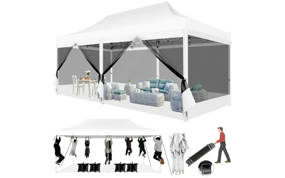 Cobizi 10x20 Heavy Duty Pop Up Canopy With Mosquito Net Instant Outdoor Shelter Large Canopy Tent For Outside Gazebo Wit