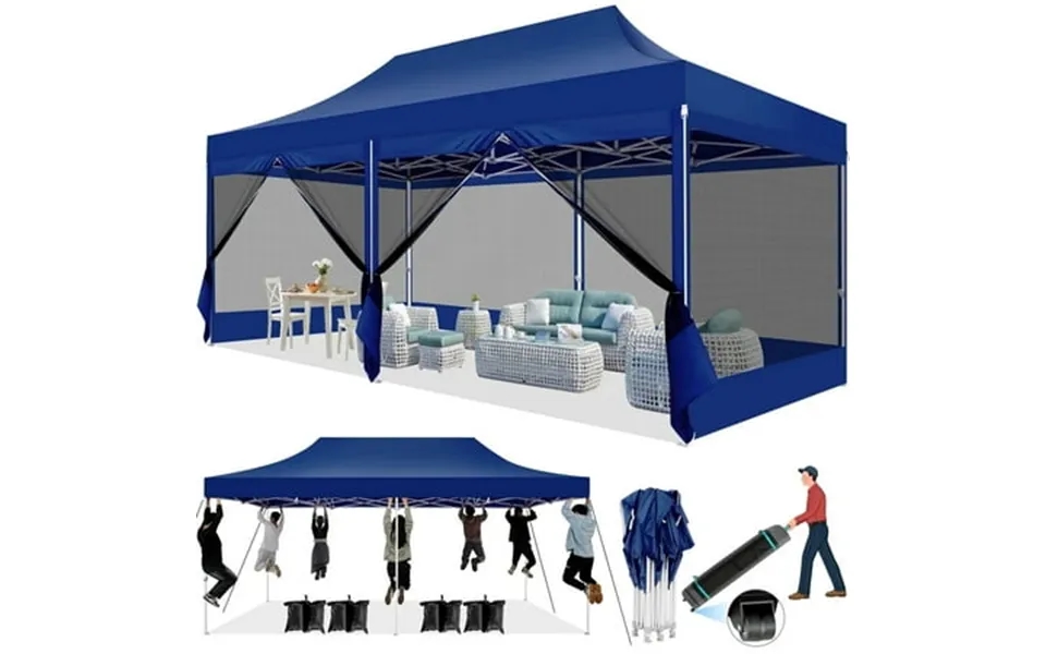 Cobizi 10x20 Heavy Duty Pop Up Canopy With Mosquito Net Instant Outdoor Shelter Large Canopy Tent For Outside Gazebo Wit