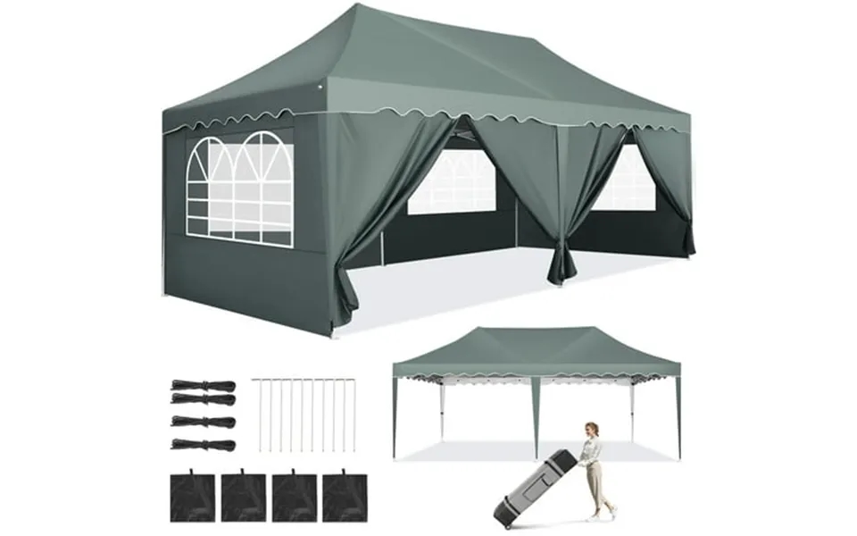 Cobizi 10x20 Party Tent Canopy Tent With 6 Sidewalls Upf 50 Waterproof Portable Pop Up Canopy Outdoor Large Event Tent F