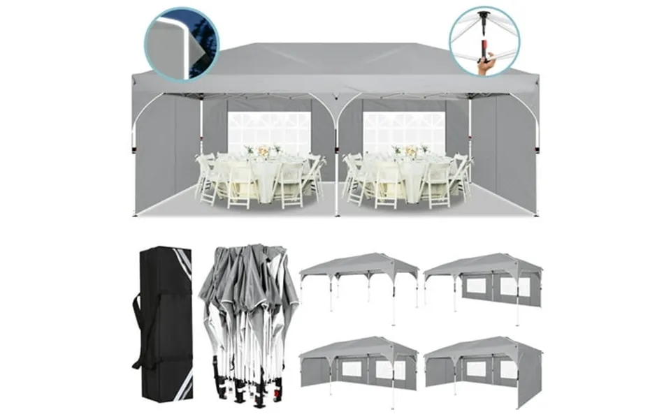 Cobizi 10x20 Pop Up Canopy Gazebo With Sidewalls Easy Up Party Tent Upf 50 Waterproof Canopy For Outside Sun Shelter For