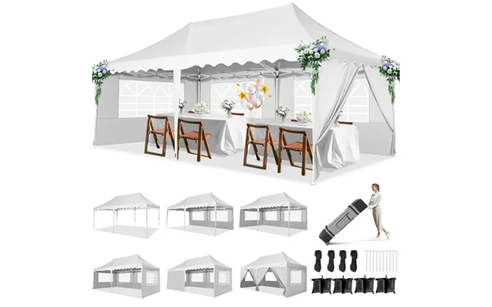 Cobizi 10x20 Pop Up Canopy Tent With 6 Removable Side Walls Heavy Duty Waterproof Adjustable Outdoor Event Party Tent Pa