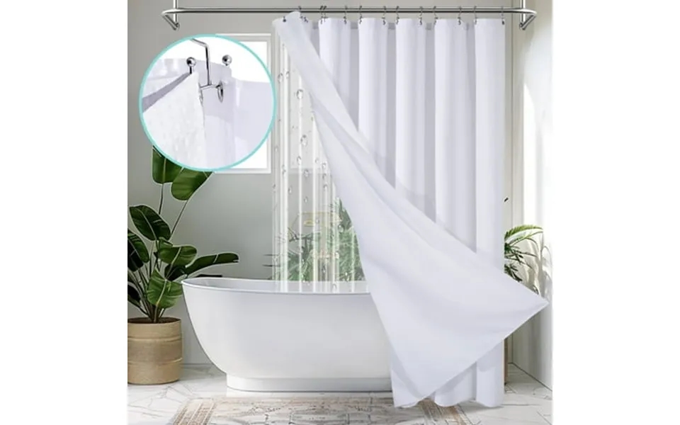Cocosity Waffle Textured Heavy Duty Shower Curtains With Peva Clear Shower Liner & Hooks - White 84 X72