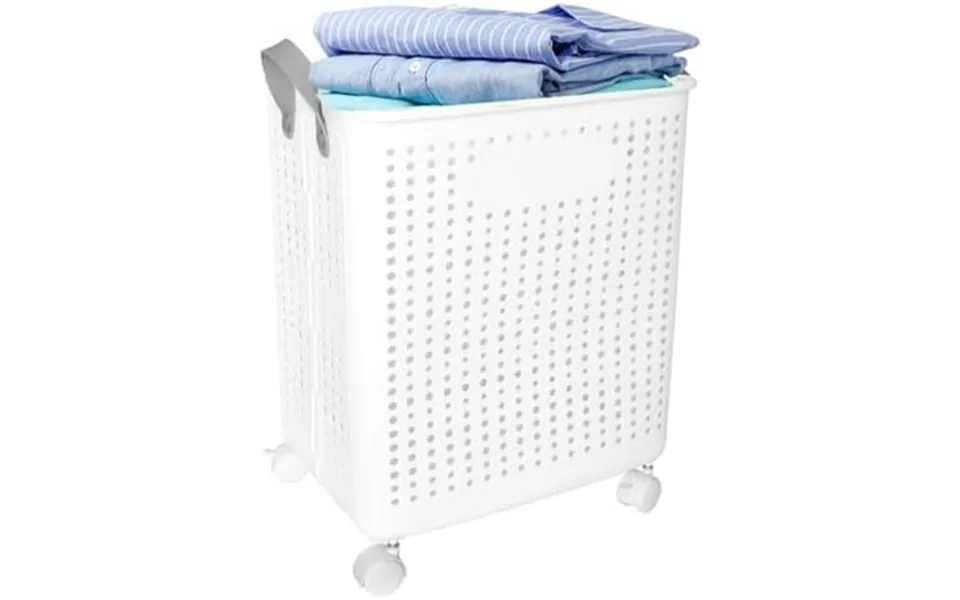 Collapsible Laundry Baskets With Wheels Laundry Hamper Foldable Rolling Laundry Basket Plastic With Handles& Breathable