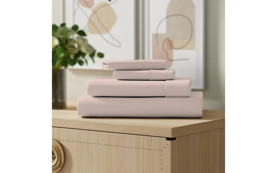 Color Sense 100% Cotton Percale Cool & Crisp 4-piece Bedsheet Set King Blush