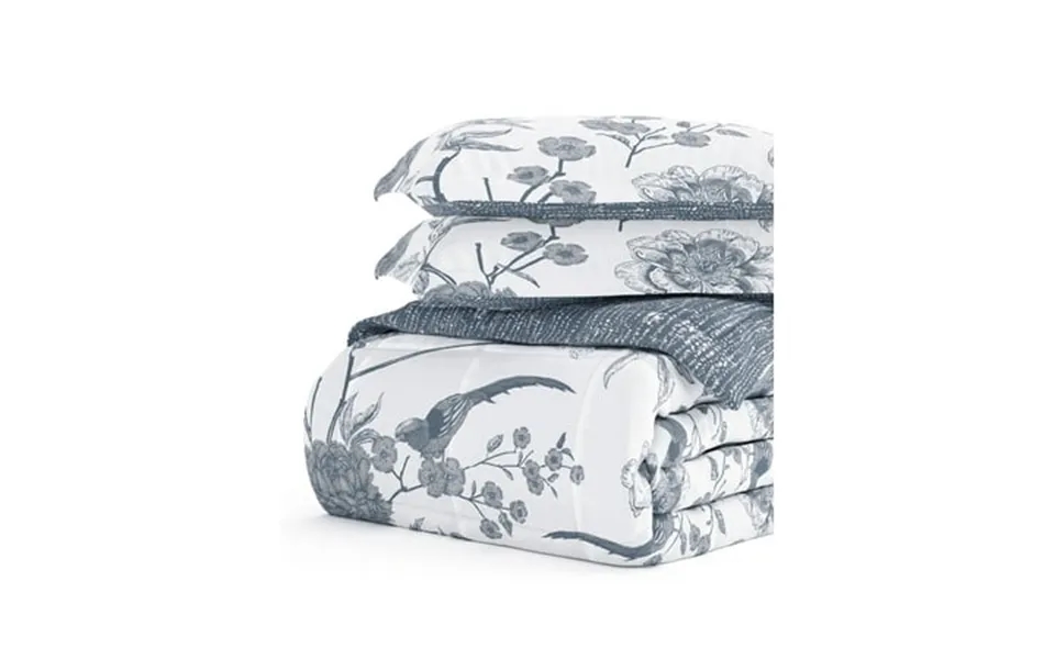 Comfort Canopy - 3 Piece Light Blue Floral Molly Botanicals All Season Down-alternative Comforter For King Size Beds