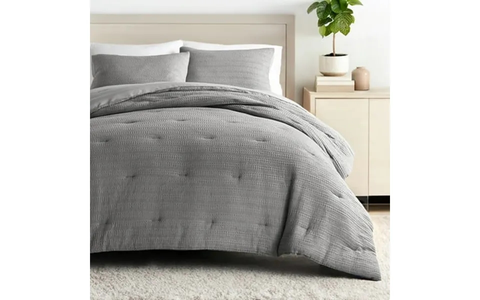 Comfort Canopy 3-piece Fog Gray Waffle Comforter Set King