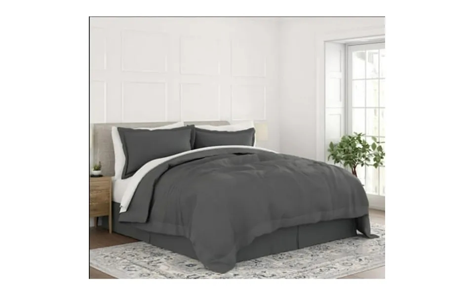 Comfort Canopy - 8 Piece Gray Bed In A Bag Microfiber Ultra Soft Bedding Forqueen Size Beds