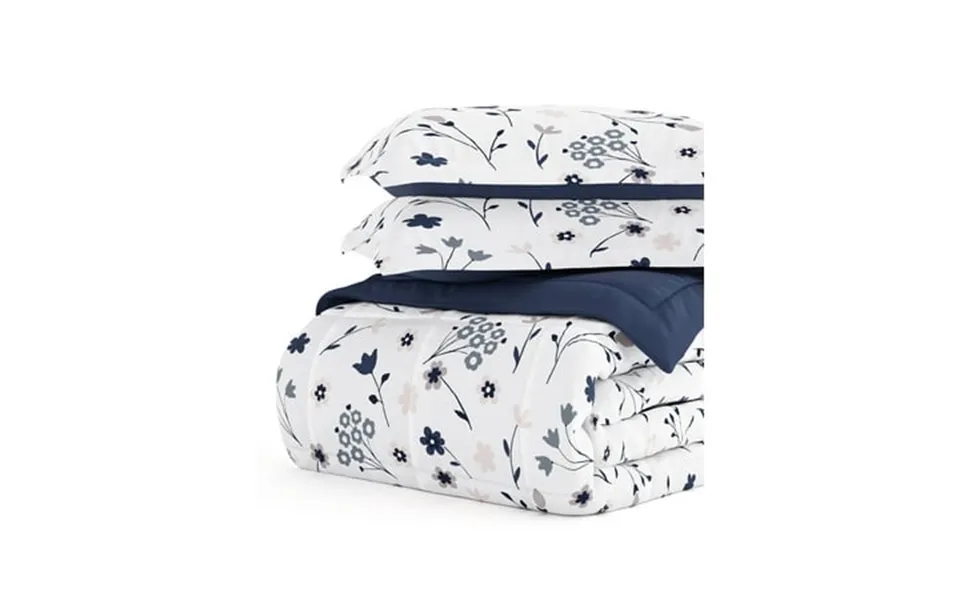 Comfort Canopy - Navy Pink Forget Me Not Floral All Season Down-alternative Comforter For King Beds