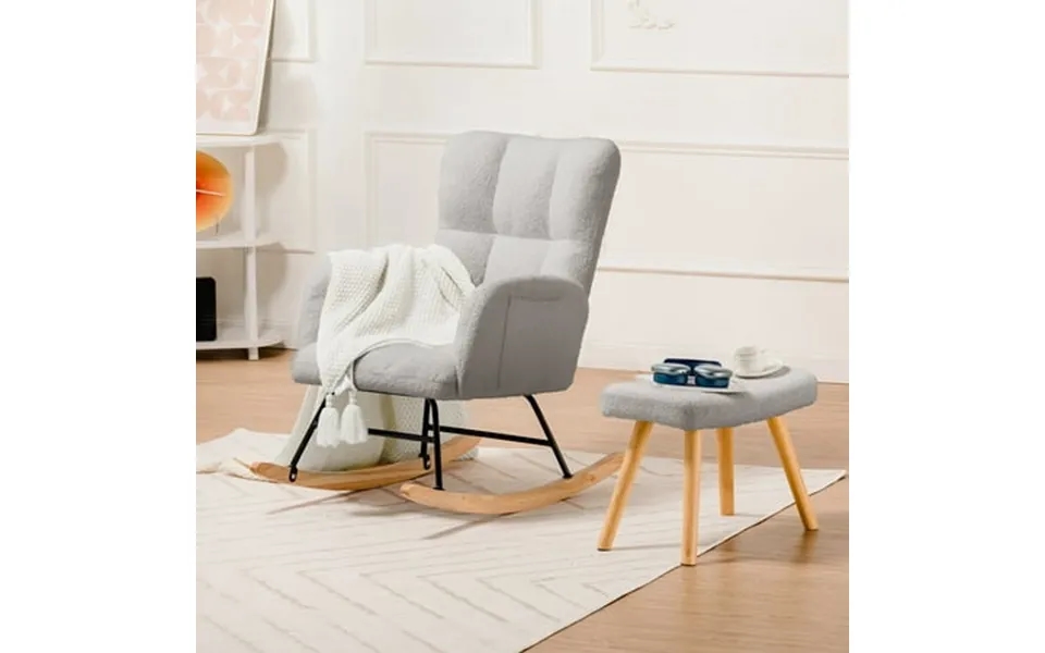 Comhoma Nursery Rocking Chair With Ottoman Teddy Glider Rocking Chair Accent Chair With High Backrest Reading Chair For