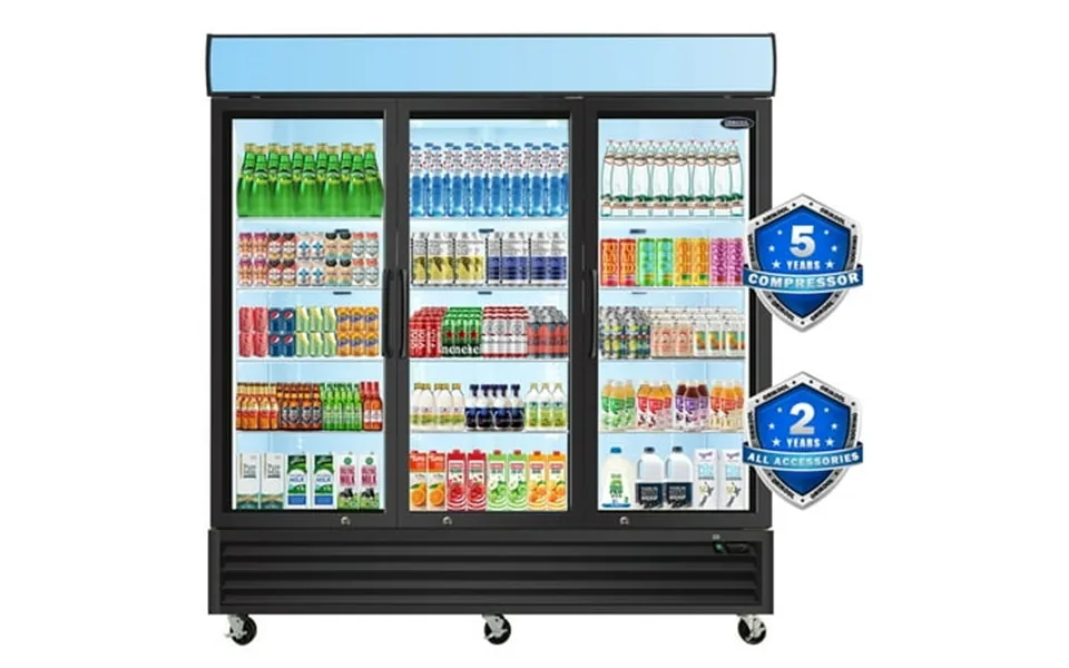 Commercial Refrigerator Three Glass-door Refrigerator With Top Panel Display Upright Beverage Refrigerator Cooler Mercha