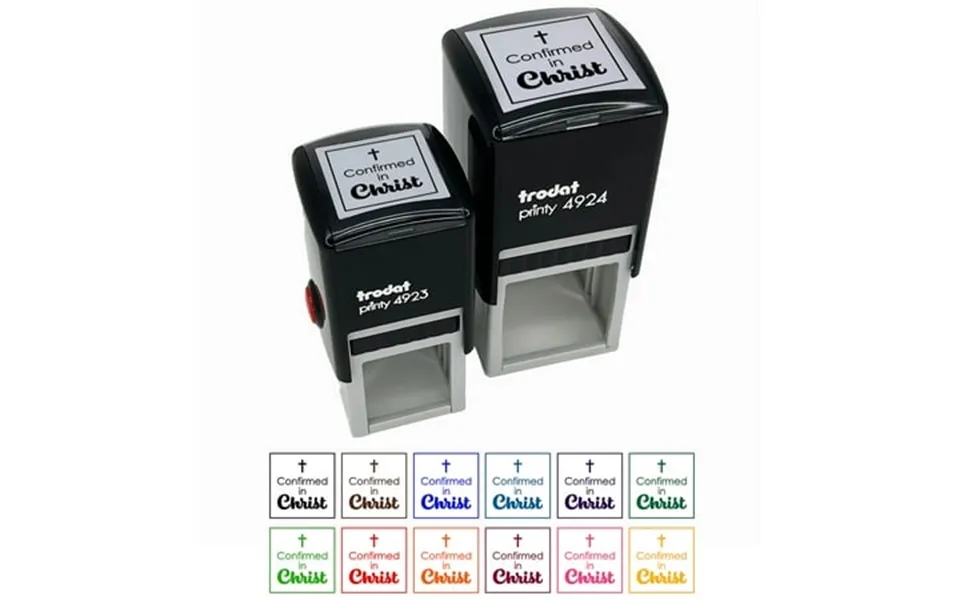 Confirmed In Christ Cross Confirmation Day Self-inking Rubber Stamp Ink Stamper - Blue Ink