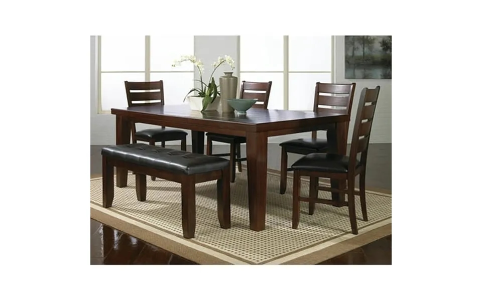 Contemporary Style Brown Finish 6pc Dining Set Extendable 18 Leaf Table Upholstery Chair Bench Durable Wooden Home Furni