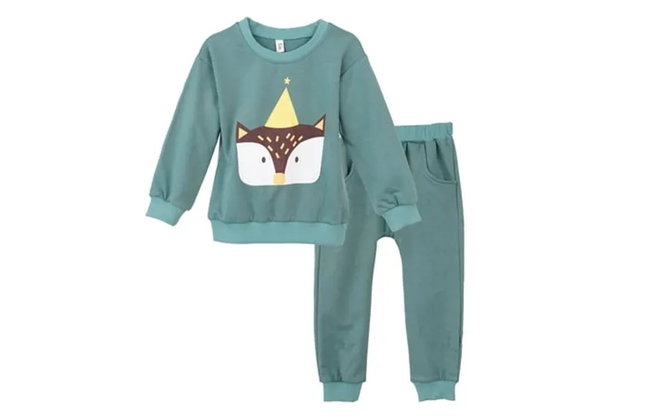 Contikids Toddler Girls Boys Unisex Clothing Racoon Track Sets Sweatshirts Pants 2pcs Set Green 6-7 Year